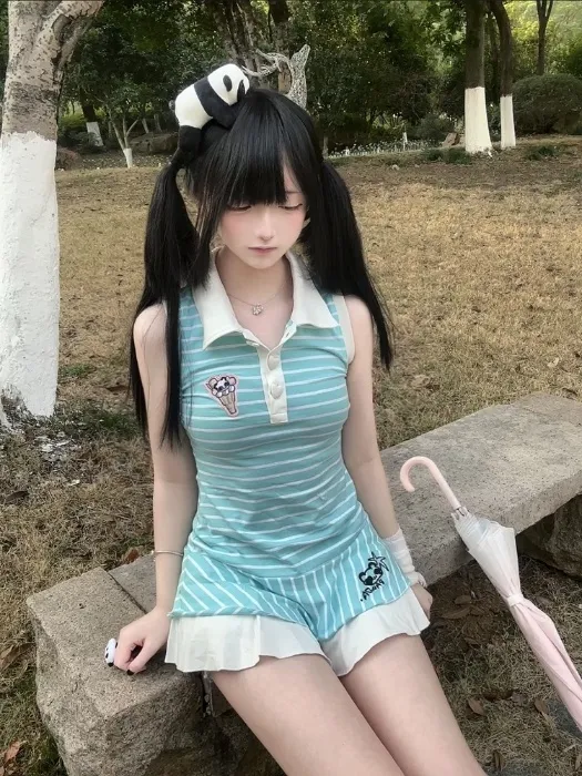 mint striped polo dress