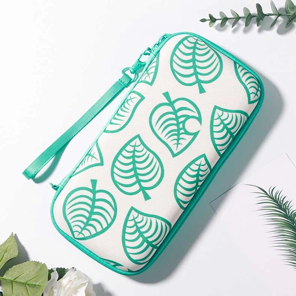ACNH Case for Switch/Switch Lite White Carrying Case Green Leaf - Switch Lite