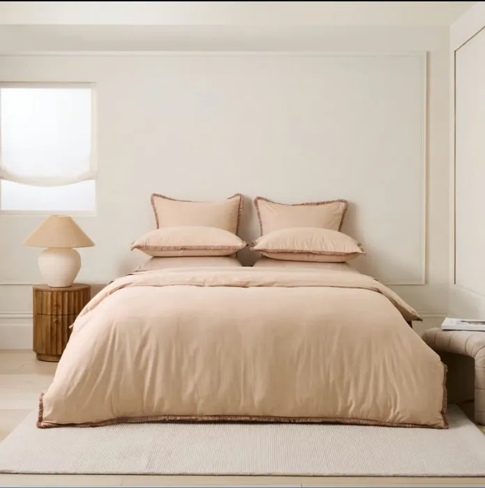 Thea Fringe Natural Quilt Cover Set + Separates | Adairs