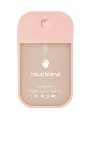 touchland Glow Mist Revitalizing Hand Sanitizer in Rosewater.