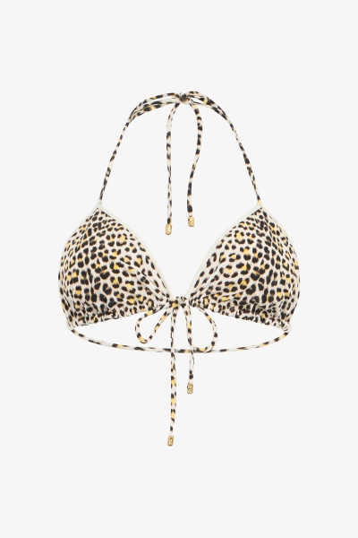 Roberto Cavalli Pop Jaguar Print Bikini Top - Female Bikini Yellow/black S S