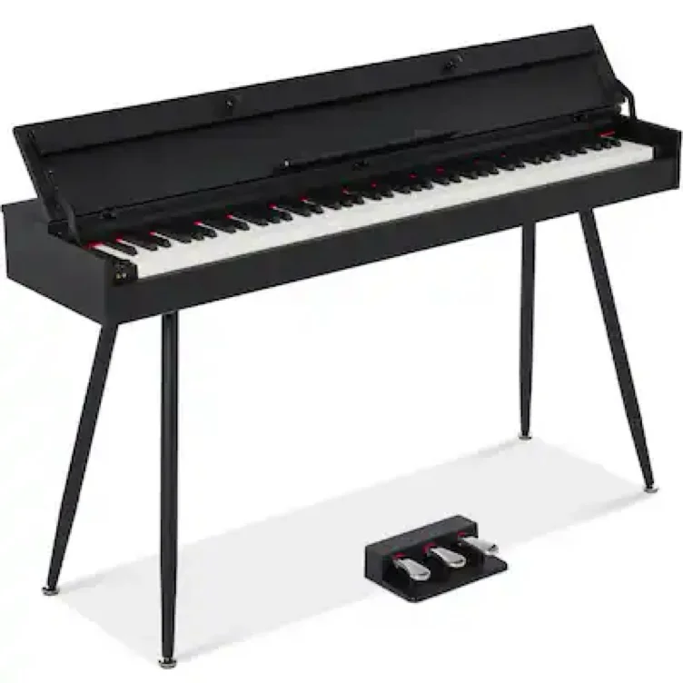Best Choice Products - Modern 88 Key Fully Weighted Desk Style Digital Piano w/ Metal Legs - Black