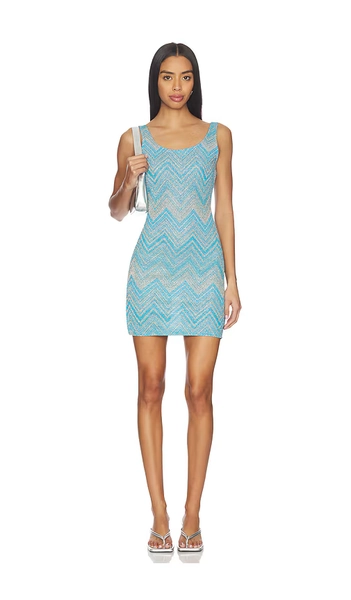Luli Fama Bodycon Tank Mini Dress in Baby Blue. - size S