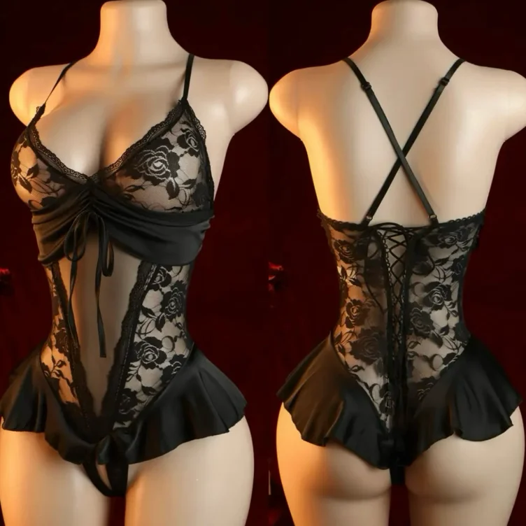 Blk | Open-JumpSuit Lingerie Set 