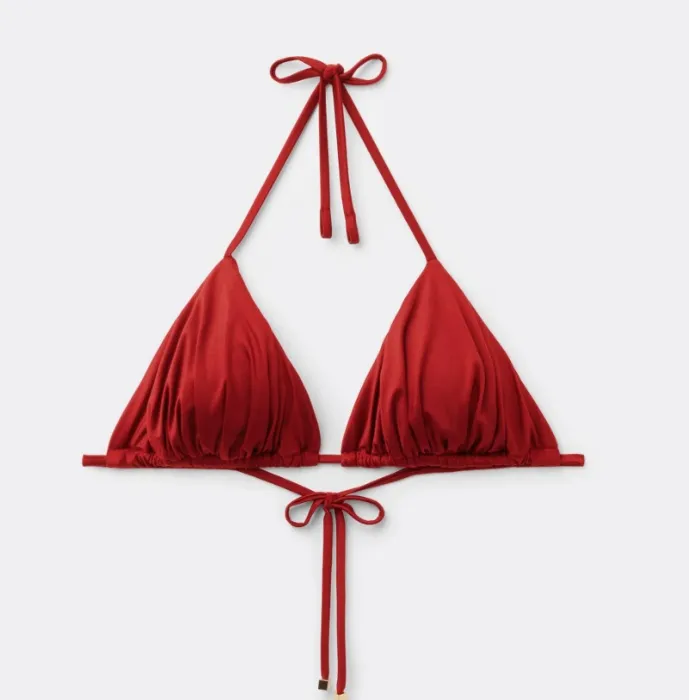 Removable Padding Triangle Bikini Top Shiny Satin