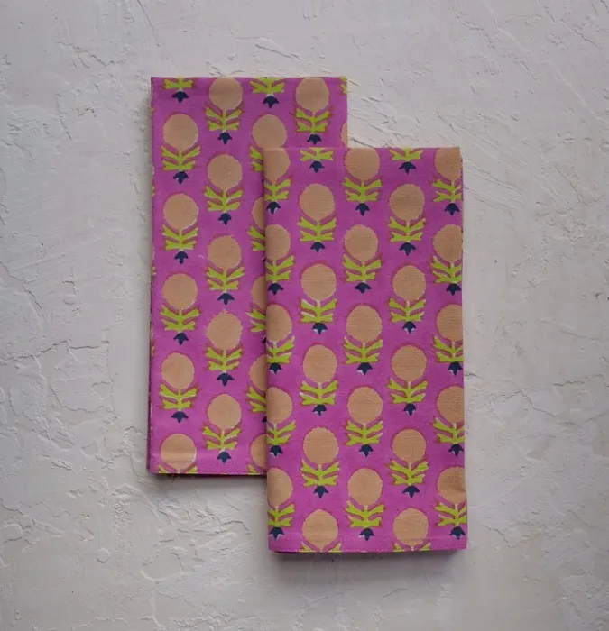Block-Printed Table Napkins (Fuschia, Set of 4)