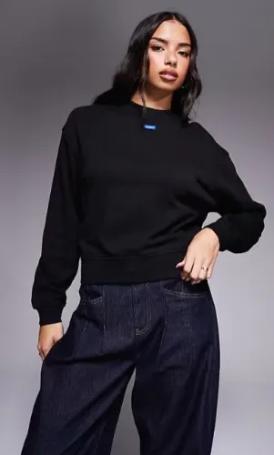 HUGO BLUE Delessa central logo sweatshirt in black