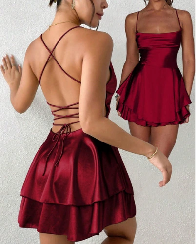 red satin dress