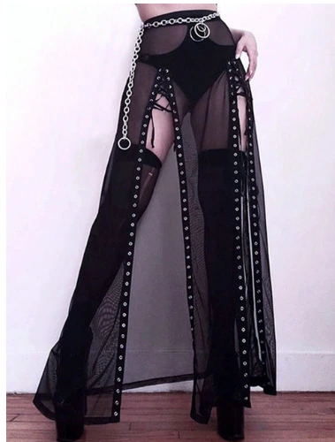 goth mesh skirt with lacing