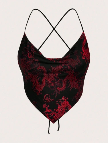 red dragon backless crop top