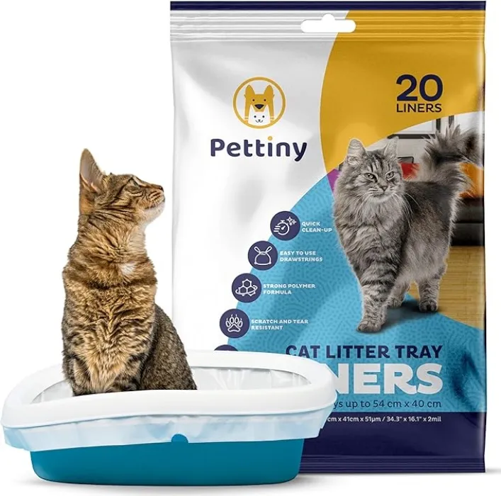 Pettiny 20 Cat Litter Tray Liners with Drawstrings Scratch Resistant Bags for Medium and Large Litter Box : Amazon.ie: Pet Supplies