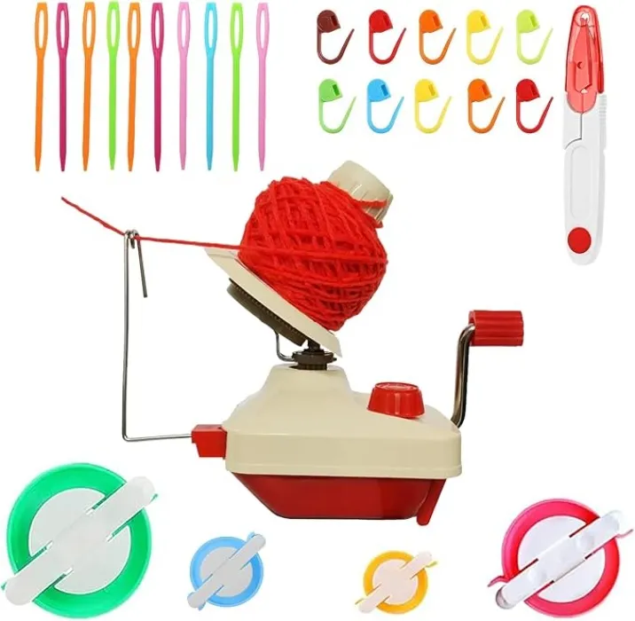 Ball Winders, Yarn Knitting Loom Crochet Swift Yarn Fiber String Ball Wool Winder DIY Tool Kit, 1Yarn Ball Winder+4Pompom Maker+10PS Knitting Stitch Markers+10PS Plastic Needles+1PS Scissors (26) : Amazon.ie: Arts & Crafts