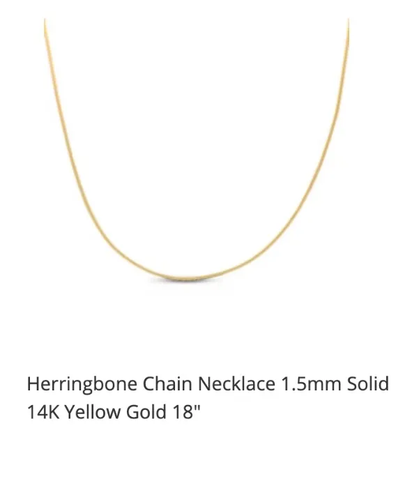 Herringbone Chain Necklace 1.5mm Solid 14K Yellow Gold 18" | Kay