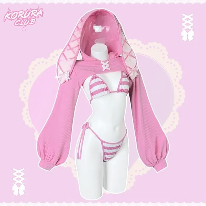 [Korura Club] Pink Stripes Sexy Bunny Outfit