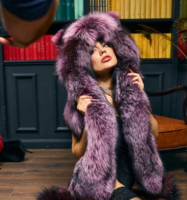 Fluffy fox fur hat