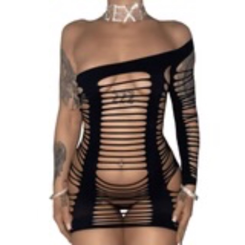 After Hours Slits Stocking Dress: Black | Default Title
