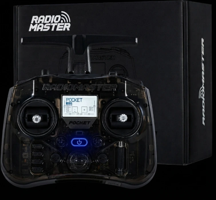 Radiomaster Pocket ELRS Remote Controller Portable Hall Gimbal EdgeTX Transmitter with LED Light for FPV Drone/RC Helicopter&Car Boats&Multirotor (Black) - Black