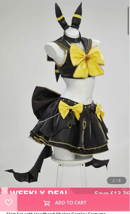 PM Derivative Magical Girl Sailor Suit Top and Skirt Set with Headband Choker Cosplay Costume
