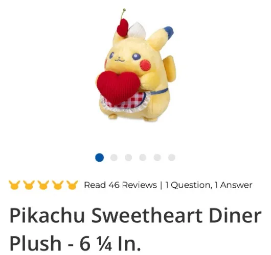 Pikachu Sweetheart Diner Plush