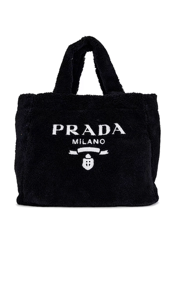 FWRD Renew Prada Terry Tote Bag in Black.