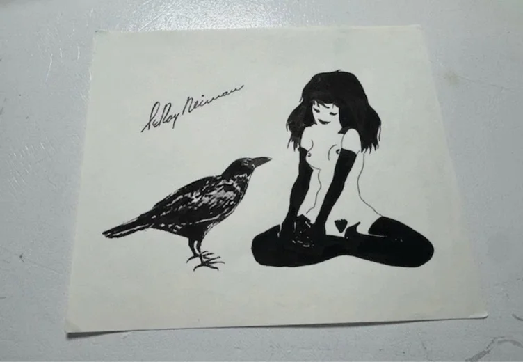 Femlin with Her Bird - Leroy Neiman signed original drawing