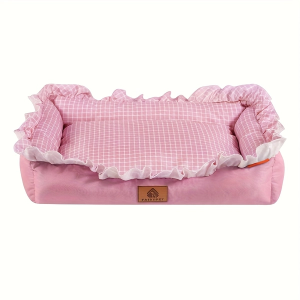 TEMU 1pc Pet House Pet Pad Dog House Cat House For , Small And Fresh Grid Style Suitable For Small Cats And Dogs, Small Pets To Use, Bottom-skid And