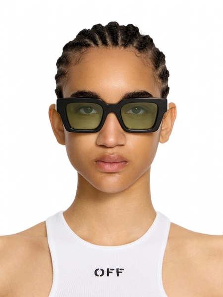 OFF WHITE Virgil M Light Green Lens Sunglasses - Occhiali Da Sole Shiny Black O/s O/S