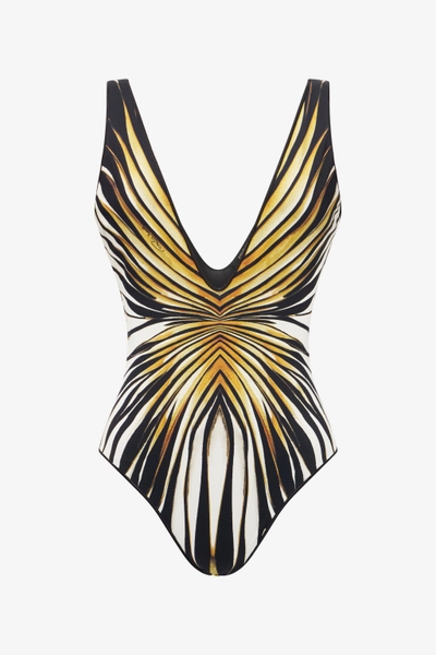 Roberto Cavalli Ray Of Gold Print Swimsuit One-piece - Female Swimsuits Gold M M