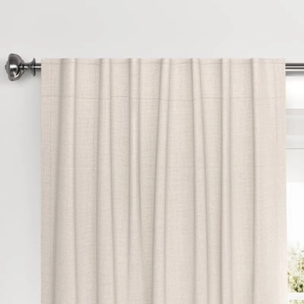 50"x84" Blackout Velvet Window Curtain Panel Cream - Threshold™: Recycled Polyester, Solid, Off-White, Indoor Use