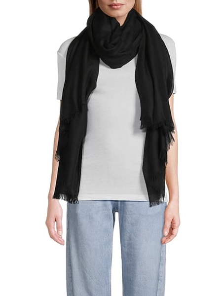 Vince Women's Cashmere Fringed Scarf - Black