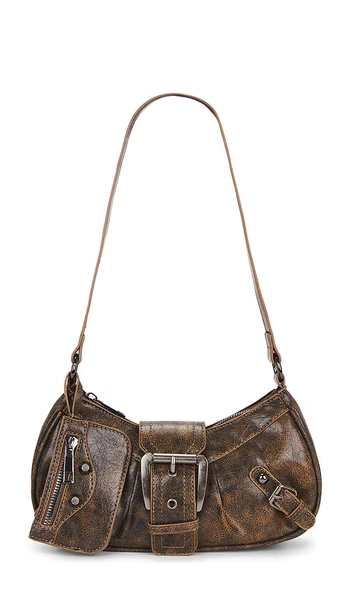 8 Other Reasons Vintage Buckle Shoulder Bag in Brown.