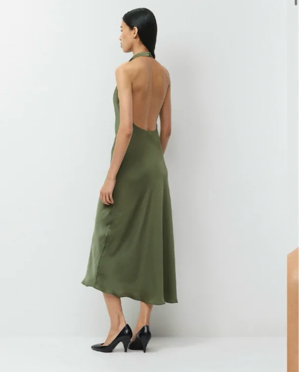 Audience Satin Maxi Halter Dress