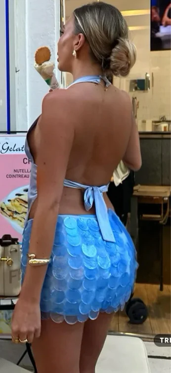 Forgiven Aura Shell Mini Skirt Blue