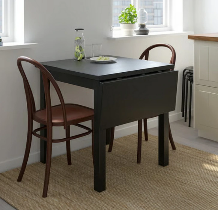 NORDVIKEN / SKOGSBO Table and 2 chairs - black/dark brown 29 1/8/41 "