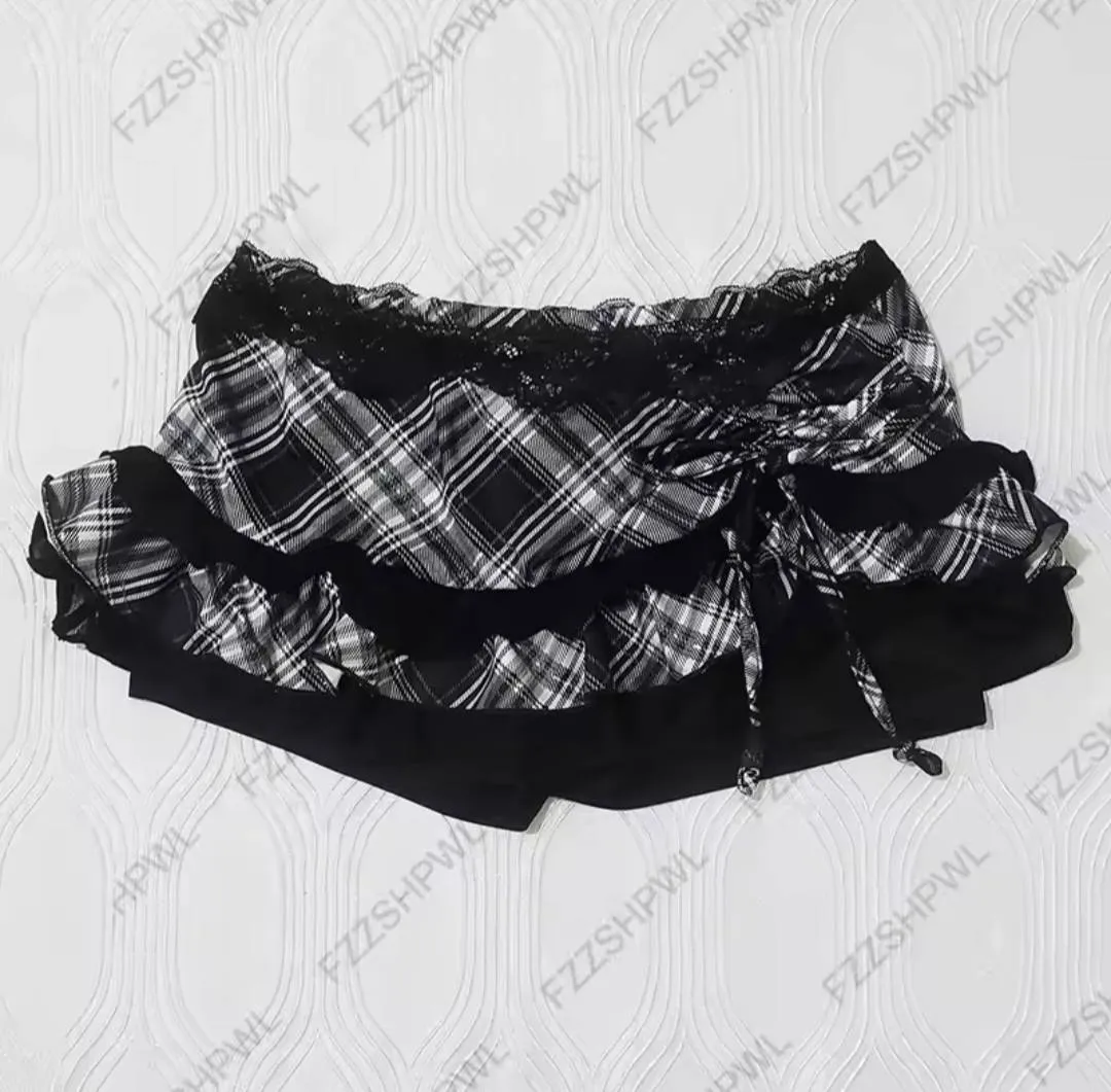 Black plaid miniskirt
