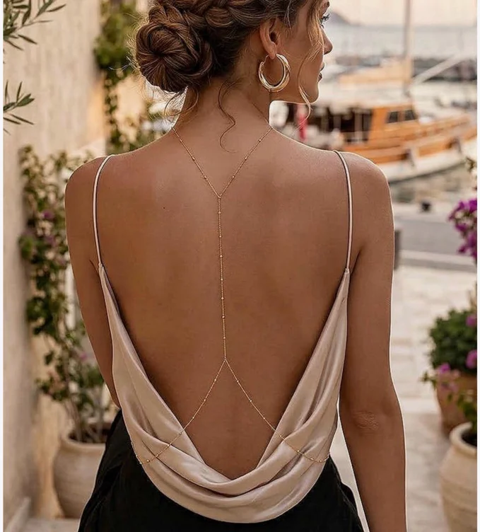 YOIHUR 14K Gold Body Chain Jewellery for Women, Layered Bikini Bra Beach Adjustable Belly Waist Chain, Beach Body Acessories for Women - Elegant Pearl Body Chain