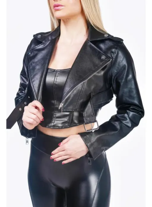 Cropped Leather Jacket, vegan