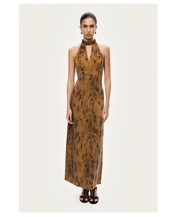 Printed Halter-Neck Maxi Dress