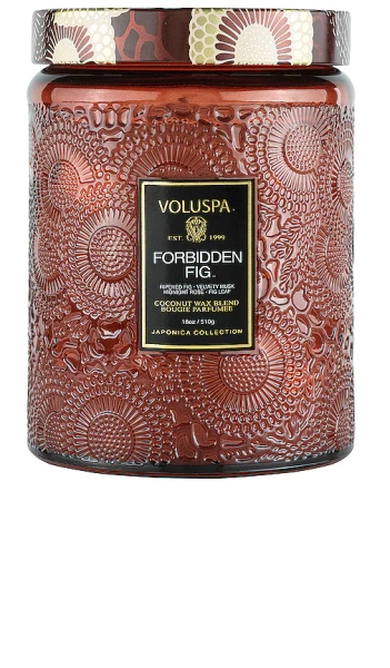 Voluspa Forbidden Fig Large Jar Candle in Wine.