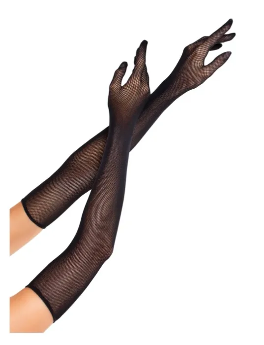 Opera length fishnet gloves