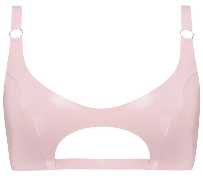 Latex Cut Out Bralette - Pink