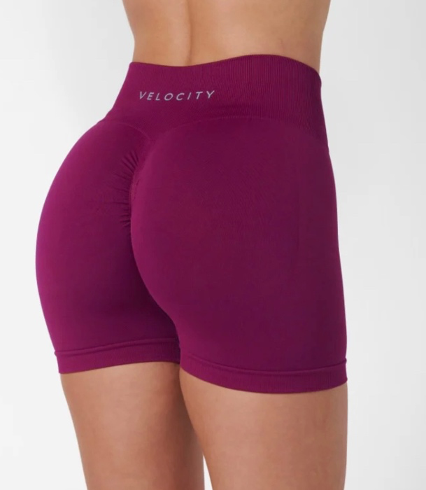 Velocity Scrunch Shorts in Berry