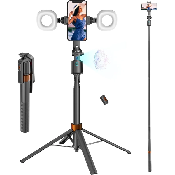 TEMU 70-inch Automatic Face Tracking Phone Tripod, 360Â° Rotation, Required, With Fill Light And Remote Control, Smart Photography Stand, Suitable For