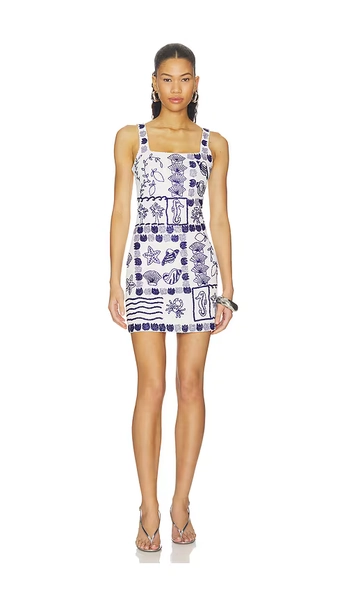 Oceanus Marie Sea Full Beaded Dress in Blue. - size S