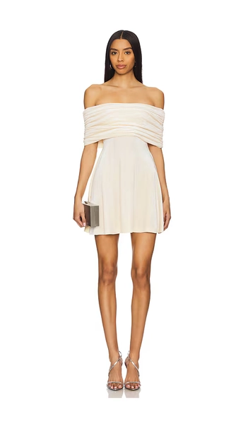 WeWoreWhat Off Shoulder Mini Dress in Ivory. - size S