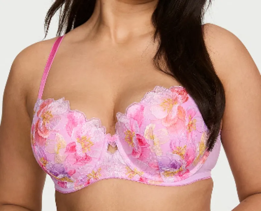 Watercolor Embroidery Lightly Lined Demi Bra