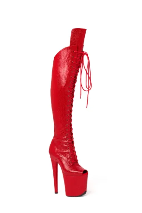 Red high heel boots