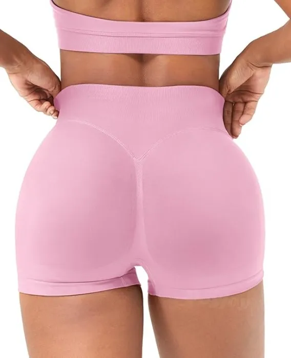 VOYJOY Women Workout Impact Shorts  - 2.5" Inseam - Small - Pink