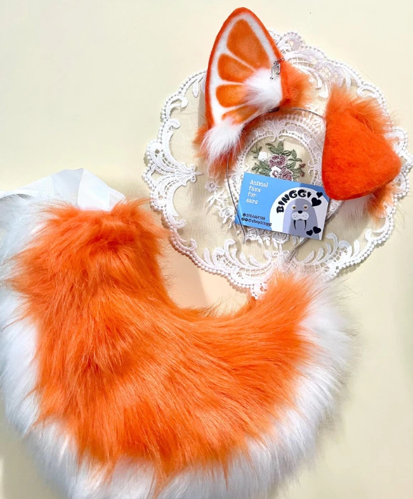 Orange Puppy Ears and Tail Set