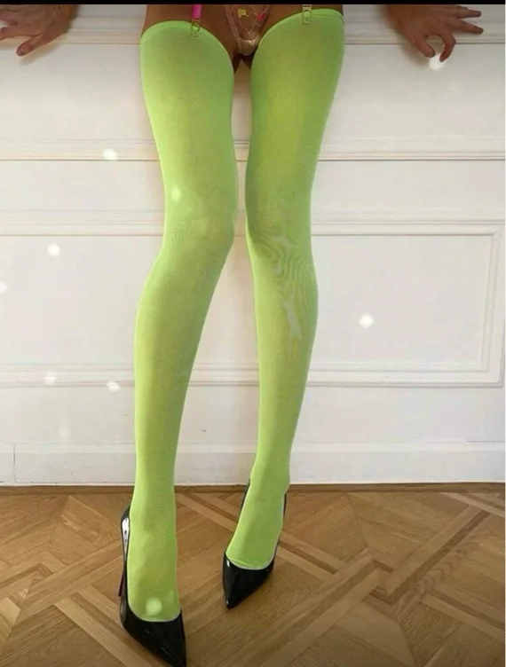 Green thigh high socks